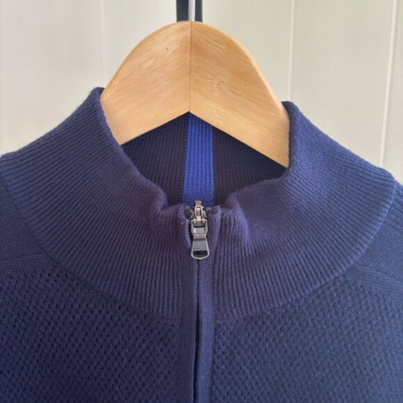 RLX Ralph Lauren Men’s Medium Blue 1/4 Zip Wool Blend Sweater Outdoor Pullover - Picture 1 of 12